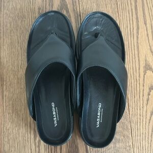Black Vagabond Leather Slides, gently worn